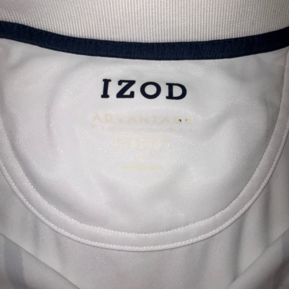 Izod White and Red Polo Shirt with Classic Collar - Picture 5 of 8